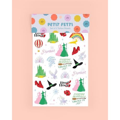 xo, Fetti Witch Temporary Tattoos - 52 iridescent Foil Pcs | Birthday Witch Accessory, Kids Wizard Party Favor, Cute Musical DIY Activity