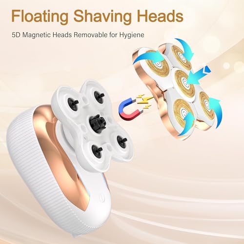 Electric Razors for Women : 5D Magnetic Head Shaver for Women - Rechargeable Body Shaver Waterproof Hair Remover Painless Cordless Trimmer for Lady Legs
