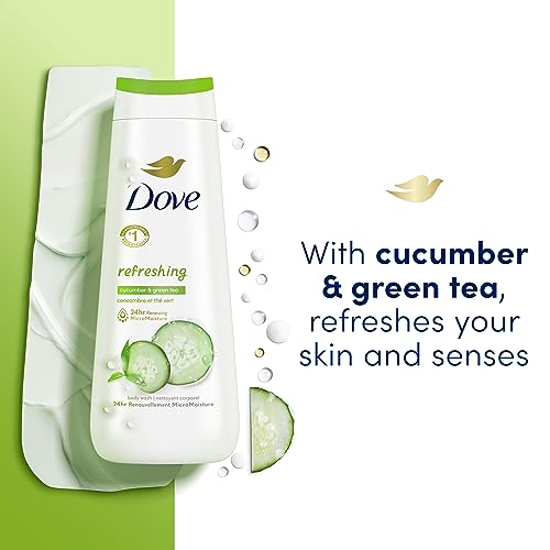 Dove Body Wash Deep Moisture Sensitive Skin Cucumber Green Tea Shea Butter Vanilla 4 Count and Deep Moisture For Dry Skin Moisturizing 3 Count