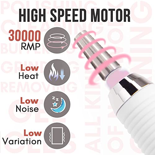 Makartt Nail Drill Bits Holder Dustproof Stand Displayer Bundle With MALORY 30000RPM Rechargeable Nail Drill Machine