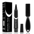 Beard Pencil Filler for Men, Waterproof High Coverage Beard Pen Kit with Beard Brush,Sweatproof Long Lasting Mustache Eyebrows Repair Pen with 4 Micro-Fork Tips£¨Black£©