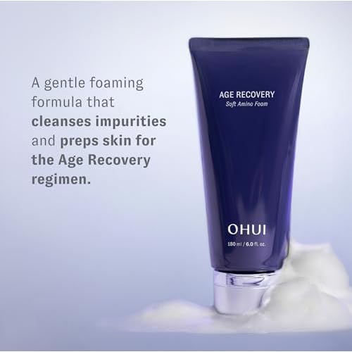 O HUI Age Recovery Soft Amino Foam Cleanser | Gentle Hydrating Foam Face Wash | Korean skin care | Anti-Aging Facial Cleanser | Anti-Wrinkle Care | Sodium PCA Amino Acid, Glycerin | Collagen Support