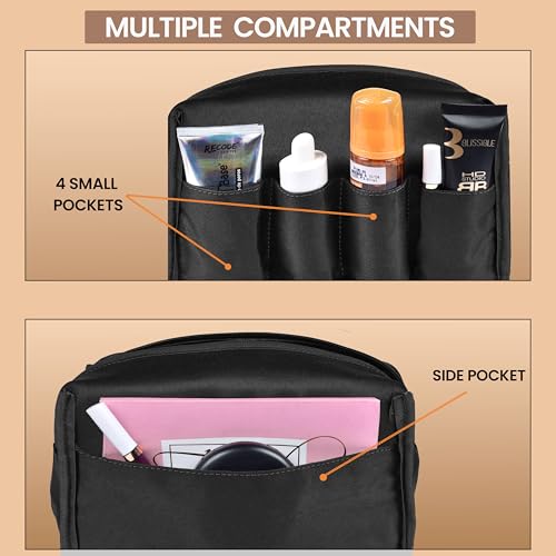LEATHER VILLAGE Premium Leather Travel Toiletry Bag for Men & Women - Dopp Kit for Shaving & Bathroom Organizer for Travel & Daily Use - Black