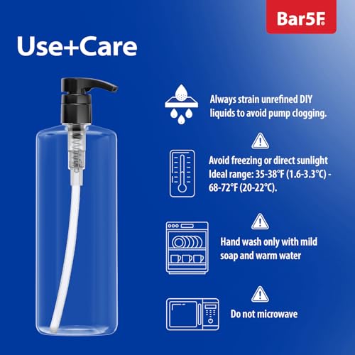 Bar5F Empty Shampoo Bottles with Pumps (32oz/1Liter/Large) BPA-Free PETE1 Plastic Bottle Crystal-Clear (Pack of 4)