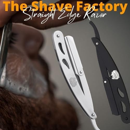 the shave factory Straight Edge Razor Kit (Black / 100 Dorco Single Edge Razor Blades Red)