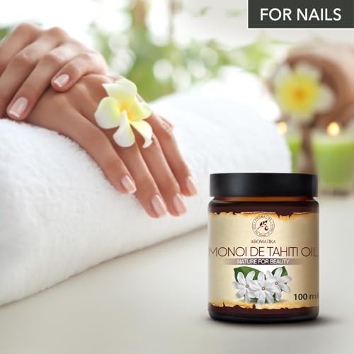 AROMATIKA Monoi de Tahiti Carrier Oil 3.4 Fl Oz - Pure Cold Pressed Monoi Base Oil - Cocos Nucifera - Gardenia Tahitensis - Unrefined Carrier Oil for Essential Oils - Face & Body Care - Massage