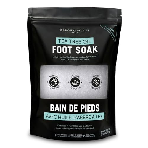 CARON & DOUCET Tea Tree Oil Foot Soak with Epsom Salt and Dead Sea Salt - Natural - Soothes Sore & Tired Feet, Helps Reduce Foot Odor Scent, Softens Calluses - 2lb