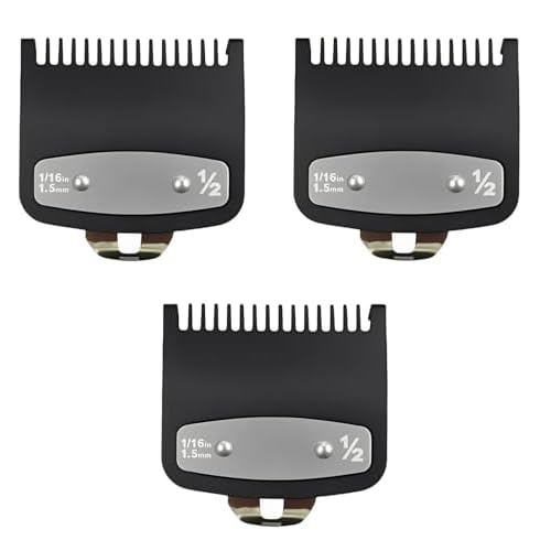 Replacement Fit for 1/2 Wahl Clipper Guards Set,3Pack Compatible with Wahl Clipper Guards 1/2,0.5 Guard,1/16'' 1.5mm Metal Hair Clippers Guard for Hair Styles and Barbers.