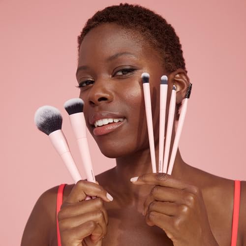 MCoBeauty - Everyday 6 Piece Essentials Brush Set - Complete Makeup Brush Collection for Face, Eyes & Brows, Soft Synthetic Bristles - Makeup Brushes Set, Brochas para Maquillaje