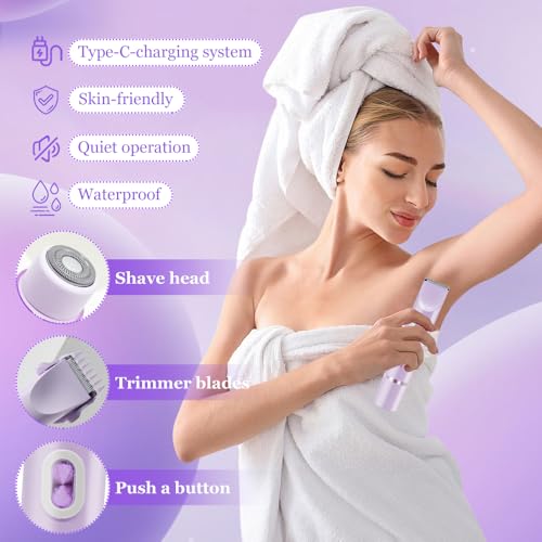Women's Electric Dual Headed Shaver, 2 in 1 Bikini Trimmer, USB Rechargeable Electric Razors Body Hair Trimmer