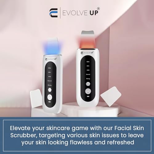 Facial Skin Scrubber - Face Cleansing Spatula, Blackhead Remover, Facial Pore Extractor - Portable & Ergonomic Design for Deep Cleansing - 5 in 1 Skincare with Red & Blue Light Stimulation