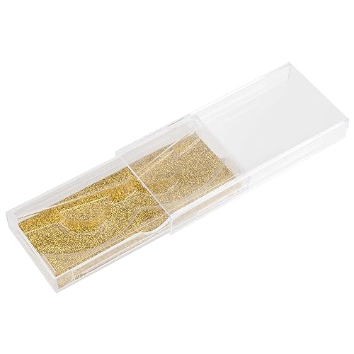 JAPCHET 40 Pack 4.3x2 Inch Transparent Empty Eyelash Cases, Plastic Eyelash Case with Eyelash Tray and Gold Glitter Card Paper, False Eyelash Storage Box Case for Makeup Artists, Women