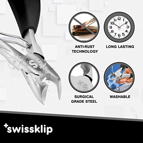 Swissklip Heavy Duty Toenail Clippers for Seniors Thick Toenails I Professional Nail Clippers for Ingrown Toenail I nail clippers for men I well suited as finger nail clippers adult