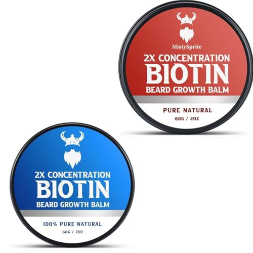 Biotin Beard Balm for Men & Conditioning Beard Wax with 2X Concentration Biotin for Men, Hydrates & Thickens Facial Hair