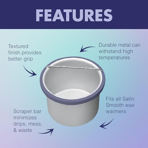 Satin Smooth Empty Metal Wax Pot for Hair Removal - Reusable Waxing Pot for Warmer Insert, Salon and At-Home Waxing