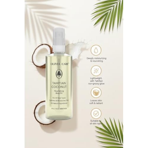 Olivia Care Tahitian Coconut Nourishing Body Oil, 4 fl oz, For All Skin Types