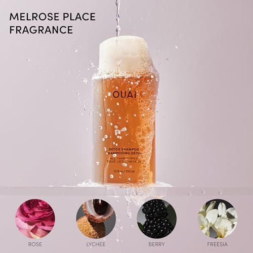 OUAI Detox Shampoo (10 fl oz) & Anti-Dandruff Deluxe Size (1 fl oz) Bundle - Soothing, Clarifying Shampoo Set for Dry, Flaky Scalp - Removes Dirt & Build Up (2 Count)