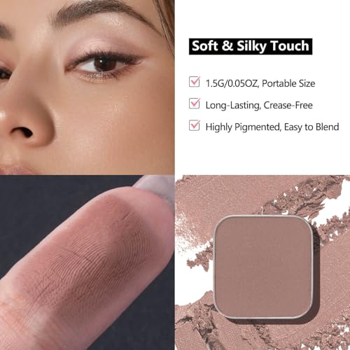 3-Color Single Eyeshadow Refill Set ? Ivory, Champagne & Cool Brown, Matte & Shimmer, Highly Pigmented & Long-Lasting, 1.02¡± (26mm) Square Metal Pans, No Case, Fits Magnetic Palettes