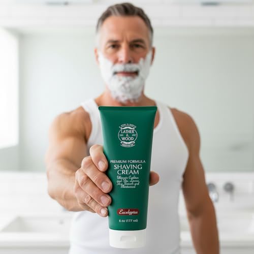 Mens Eucalyptus Shaving Cream ? Cool, Refreshing Lather That Stops Razor Burn Cold ? Premium Barbershop Quality Formula with Natural Ingredients, Smooth & Irritation-Free Shaves in Every Tube (6oz)