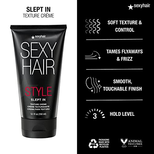SexyHair Style Slept In Texture Cream | Soft Texture and Control | Lightweight and Adds Shine | Washes Out Easily