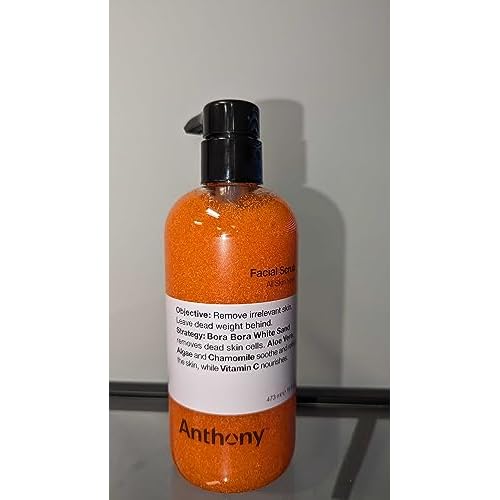 Anthony Facial Scrub, 16 Fl Oz, Contains Aloe Vera, Sand, Algae, Chamomile, Vitamin C, Soothes, Protects, Refreshes and Removes Dead Skin Cells