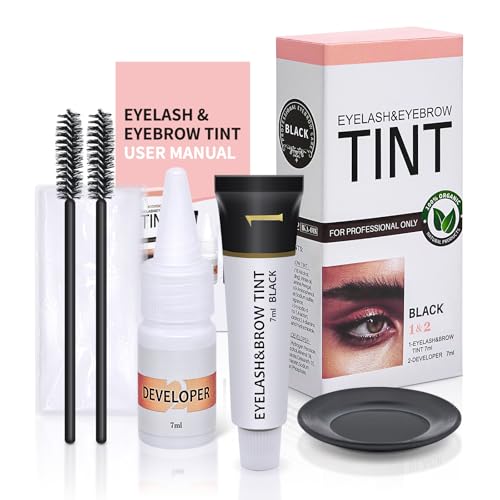 Eyelash & Eyebrow Color Kit, Black Lash & Brow Color Kit, Instant Eyebrow Coloring Set with Natural Bushy Results, Easy Use & Salon at Home, 7ml, Black