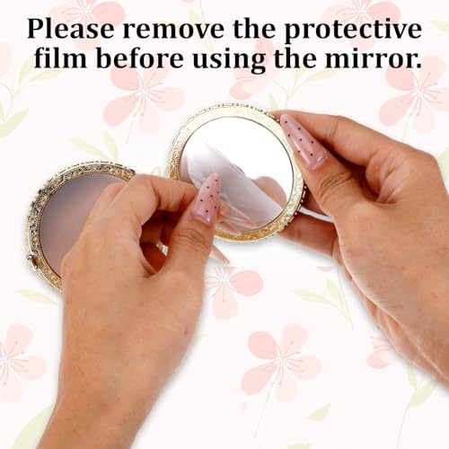 16 Pcs Pocket Mirror for Women, Vintage Compact Mirror Bulk Return A Gift, Portable Floral Folding Mini Mirrors for Purse, Tea Party Favors for Bridal Shower Favors Birthday Wedding Makeup Travel