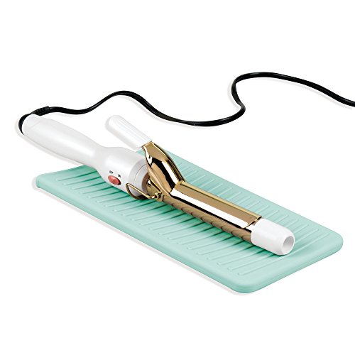 iDesign Silicone Heat-Resistant Hair Styling Tools Storage and Travel Pouch for Curling Irons, Straighteners, Wands - Aqua