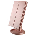 deweisn Dresser Mount Tri-Fold Lighted Vanity Mirror with 21 LED Lights, Touch Screen and 3X/2X/1X Magnification, Two Power Supply Modes Make Up Mirror,Travel Mirror