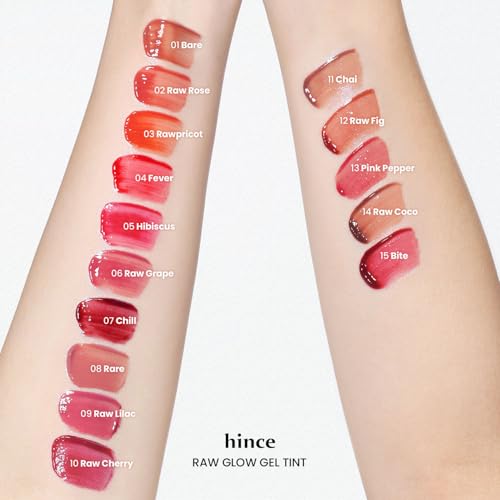 HINCE Raw Glow Lip Tint - Stain Glazed, Glossy Dewy Lip Gloss, Non Sticky & Long Wearing for Natural Glass Glow, Hydrating, Moisturizing Liquid Lipstick, Vegan, 0.13 fl.oz. (RAW FIG, 12)