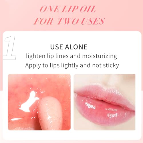 3 Color Plumping Lip Oil, 3-IN-1 Hydrating Lip Gloss Tinted Lip Balm Transparent Toot Lip Oil, Big Brush Head Glitter Shine Long Lasting Moisturizing Lip Glow Oil Nourishing Non-sticky (B#)