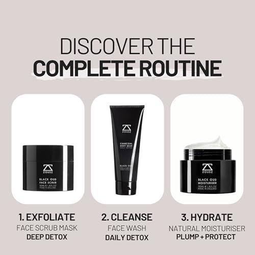 ZOUSZ Black Oud Mens Face Moisturizer ? Hydrating & Soothing Mens Face Lotion with Aloe Vera & Hyaluronic Acid ? Plumping Daily Facial Cream Skin Care for Men ? 50ml