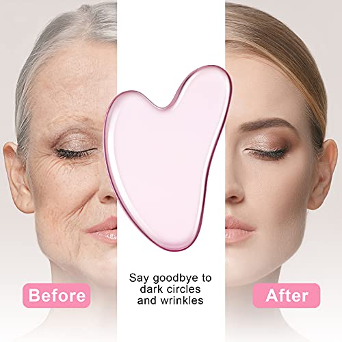 Nuanchu 3 Pieces Gua Sha Facial Tool Natural Resin Stone Board Scraping Facial Massage Gua Sha Scraping Massage Tool for Face, Skin Body Muscle Relaxing Tools(Pink, Dark Green, Black)