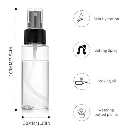 220PCS Mini Clear Spray Bottles Bulk ? Fine Mist Empty Travel Containers with Funnels, Refillable Liquid 1oz Plastic Sprayer for Perfume Essential Oils Toner, Pocket Size Makeup Kit
