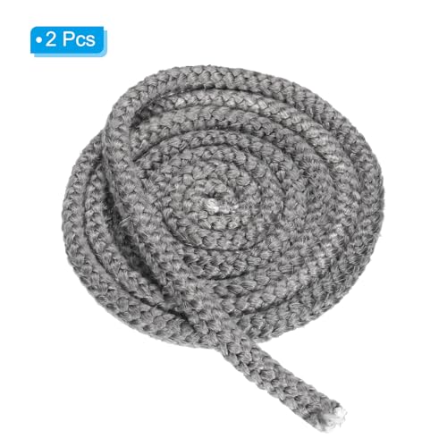 PATIKIL 9/16" x 98" Wood Stove Gasket, 2Pcs Graphite Fiberglass Round High-Temperature Resistance Seal Rope Replacement for Stoves Fireplace Door, Black