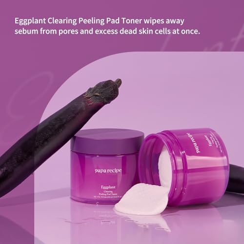 Papa Recipe Clearing Exfoliating Toner Pads ? Dual-sided Korean Skin Care Pads with 1,000ppm of Eggplant Extract, AHA BHA PHA - Exfoliates, Hydrates & Smooths Skin Texture for Sensitive Skin - 70ct