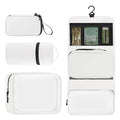 4-Piece Travel Toiletry Bag Set, Hanging Toiletry Bag Premium Faux Leather, Toiletry Bag for Women & Men, Travel Essentials Makeup Bag Water-resistant, White