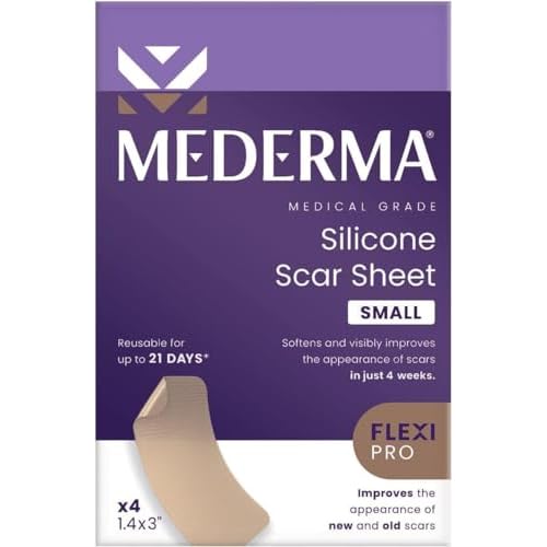 Mederma Scar Cream Plus SPF 30 Sunscreen, 0.7oz and Silicone Scar Sheets, Improves Old and New Scars, 4 Count