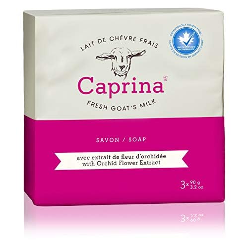 Caprina Fresh Goat¡¯s Milk Soap Bar, Orchid Oil, 3.2 oz (8-3 Packs), Cleanses Without Drying, Biodegradable Soap, Moisturizing, Vitamin A, B2, B3, and More