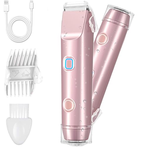 2 in 1 Women's Electric Shaver & Body Hair Trimmer - Waterproof Bikini/Intimate Shaver for Face, Armpits, Arms, Nose - Cordless Wet/Dry Use
