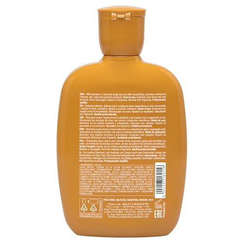 ALFAPARF MILANO Semi di Lino Sunshine Sulfate Free Shampoo - After Sun Shampoo - Chlorine Protection - Sun and Solar Protection - Vegan Formula - For Shiny, Silky, and Protected Hair