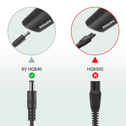 8V Shaver Charger Compatible with Philips Norelco Multigroom HQ840 3000 Series MG3750 MG3750/50 MG3750/10 MG3750/60 MG3760 MG3760/50 Shaver Power Supply Cord Charger