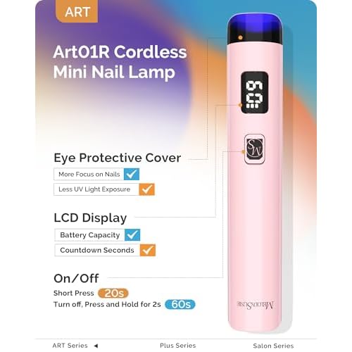 MelodySusie Rechargeable Nail Dust Collector with ART01R Handheld UV Light for Gel Nails