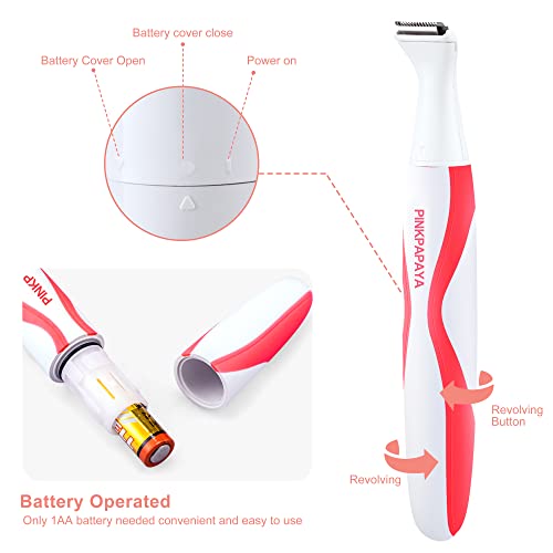 Electric Bikini Trimmer for Women,4 in 1 Electric Shaver,Bikini Line Hair Removal and Facial Hair Remover,Face Razors & Nose Hair Trimmer,Women's Grooming Kit,Tomato/p9k8