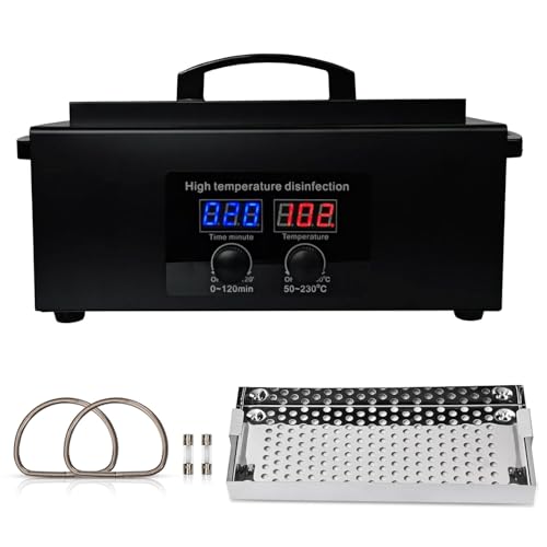 Tool Sterilizers, High temperature sterilization up to 230¡ÆC Time Setting, for Nail Salons Dental Clinics Hair Cutting Tools and Daily Household Use Black