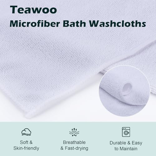 White Washcloths 100 Pack, Highly Absorbent & Quick Drying Face Towels, Premium Quality Soft Bath Towels, Multipurpose Microfiber Wash Cloths, 12x12 inches
