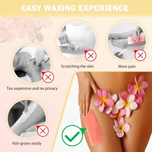 Wax Beads,5 Packs Hard Wax Beads Waxing at Home for Hair Removal - Hard Wax for Sensitive Skin Women with sticks, Bikini Brazilian Body Face Waxing (5 * 100g, Violet)