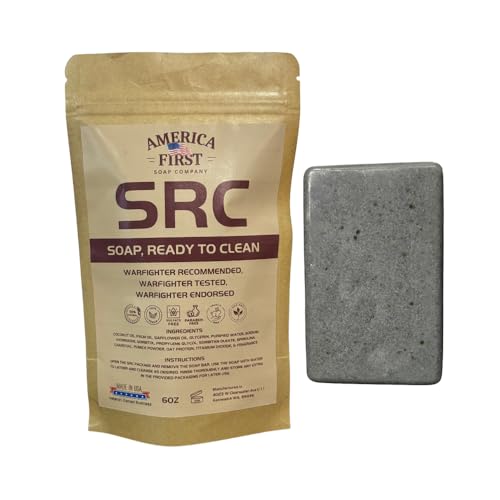 SRC Tactical Soap Bar with Charcoal, Spirulina, and Pumice, Olive Drab, Heavy-Duty Cleansing Bar, 6 oz