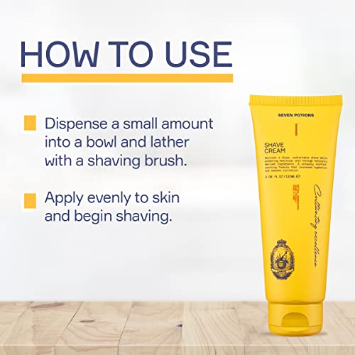 Seven Potions Lathering Shaving Cream for Men ? Smooth, Irritation-free Shave ? Soothing, Hydrating, Moisturising Shave Soap ? Natural, Vegan, Cruelty-Free (4.06 FL OZ)