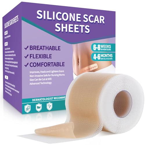Silicone Scar Sheets, Medical Grade Silicone Scar Tape (1.6" x 60"), Professional Scar Removal Treatment, Reusable, for Healing Keloids, Surgeries Scars, C-sections, and Burns